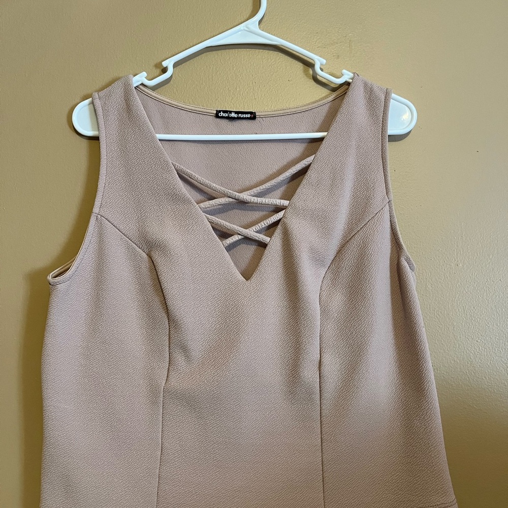 Beige Sleeveless Top. Charlotte Russe Plus Size.